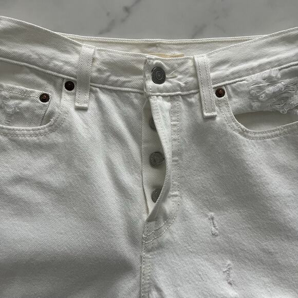 Levi's Premium Wedgie Jeans Straight Distressed Cropped Y2K Denim White Size 26 - Picture 13 of 14